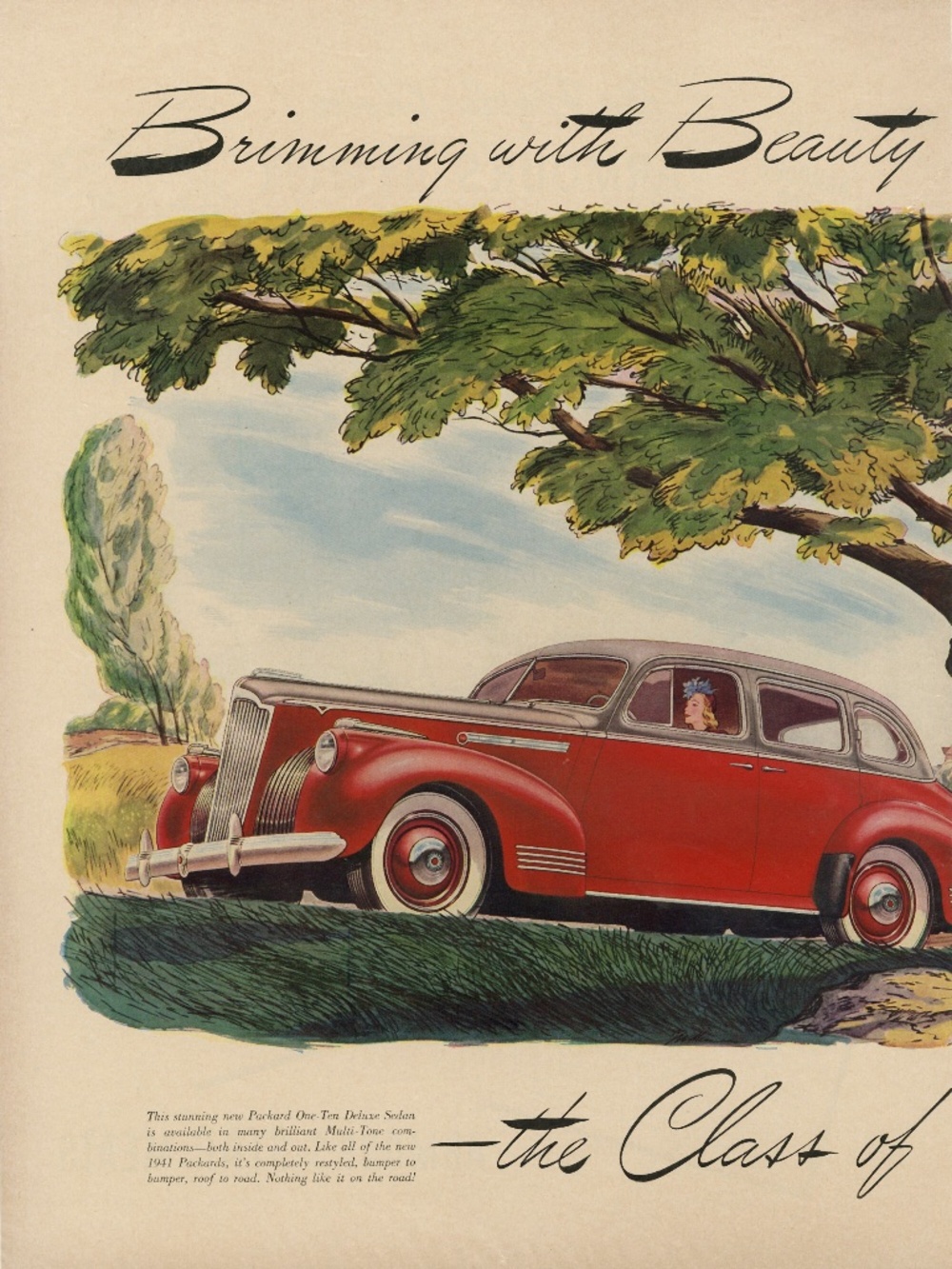 1941 Large Advertising Ad, Packard One-Ten Deluxe Sedan Car ad, Advertisement